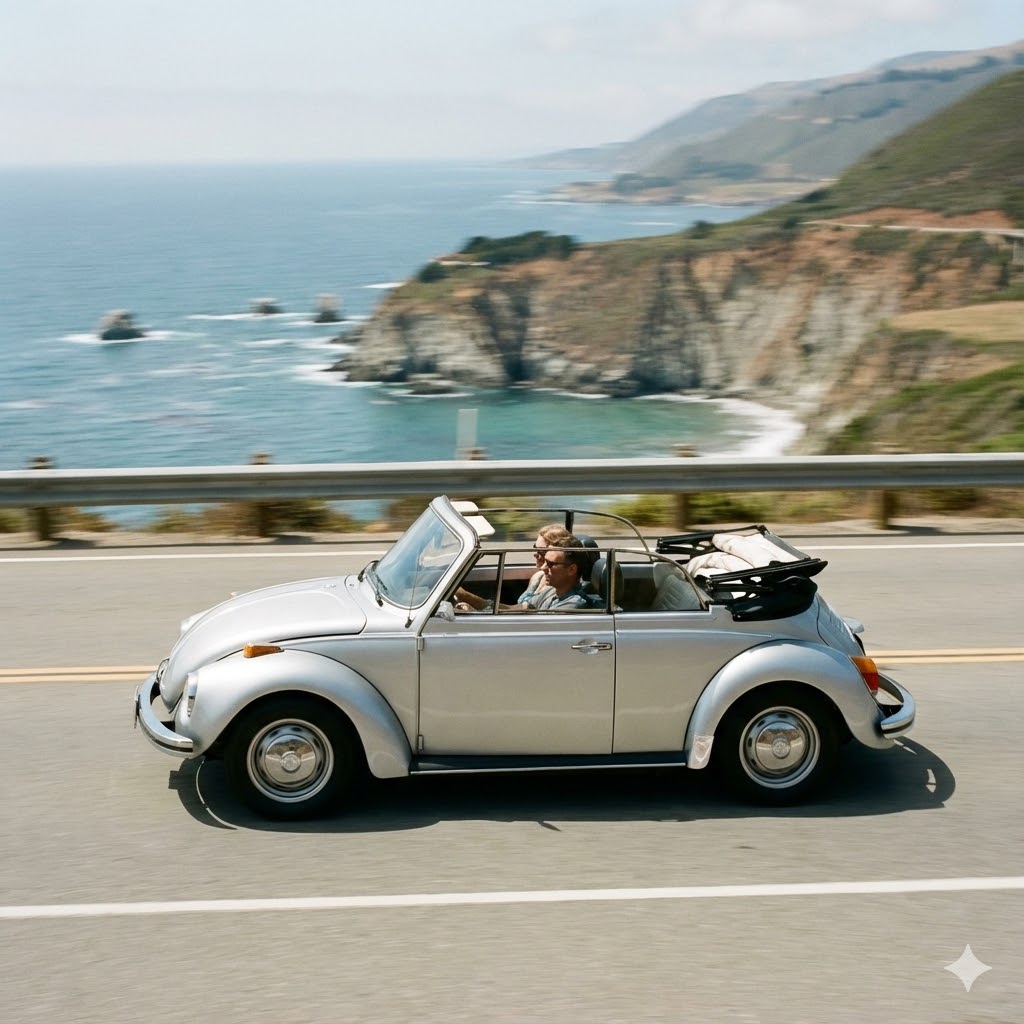 VW Käfer Cabrio am Meer