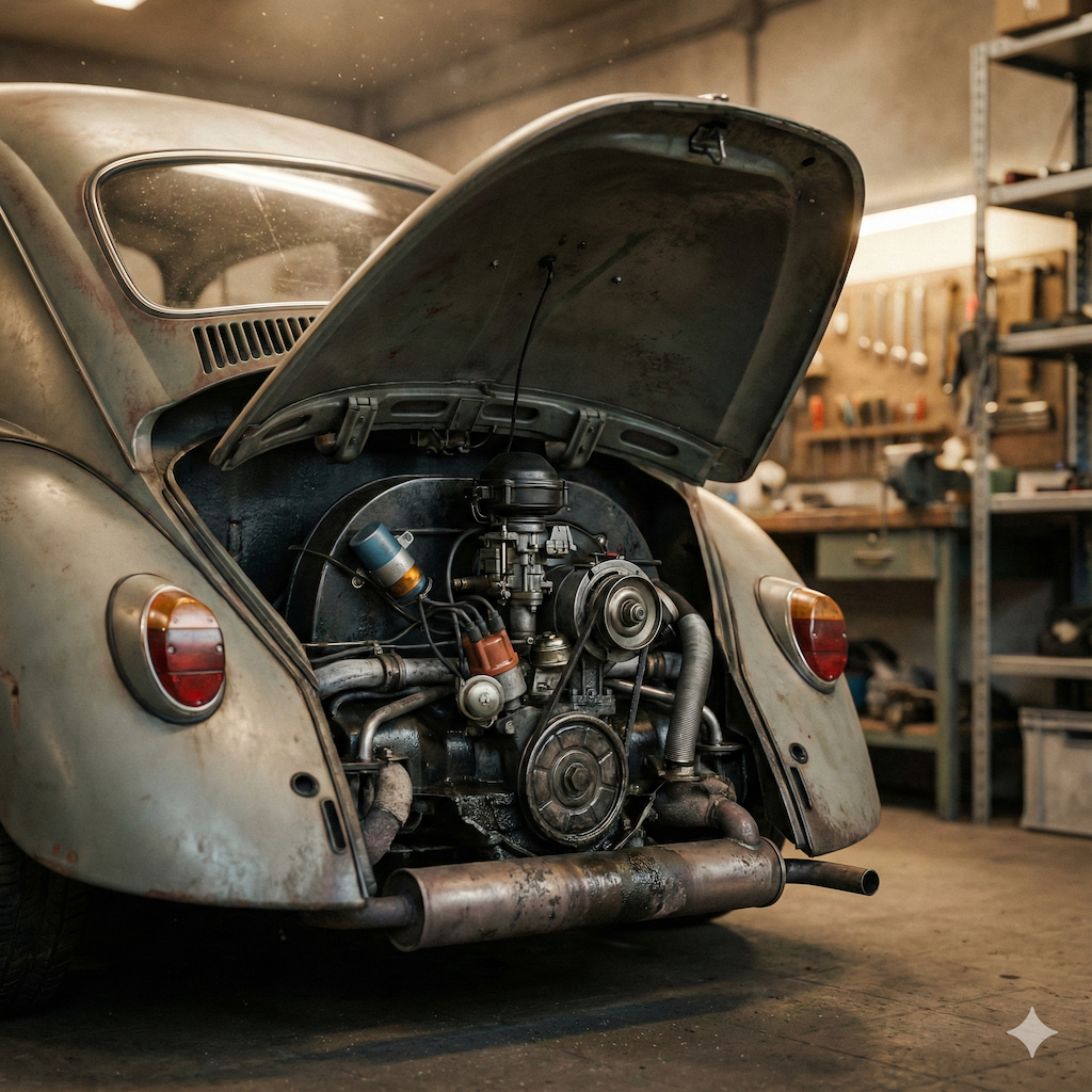 VW Käfer Motor in der Werkstatt